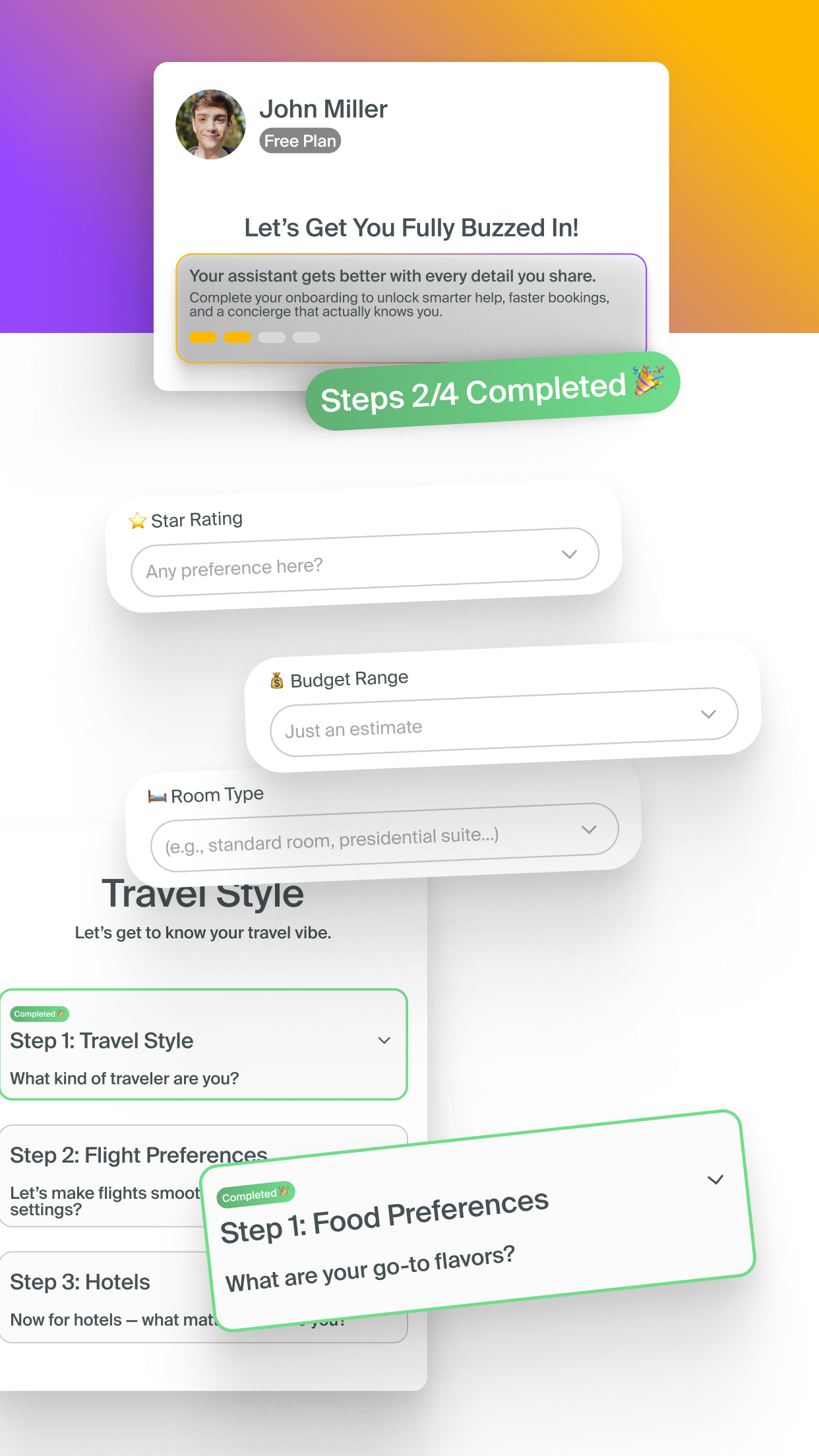 Personalized onboarding and preference profiling