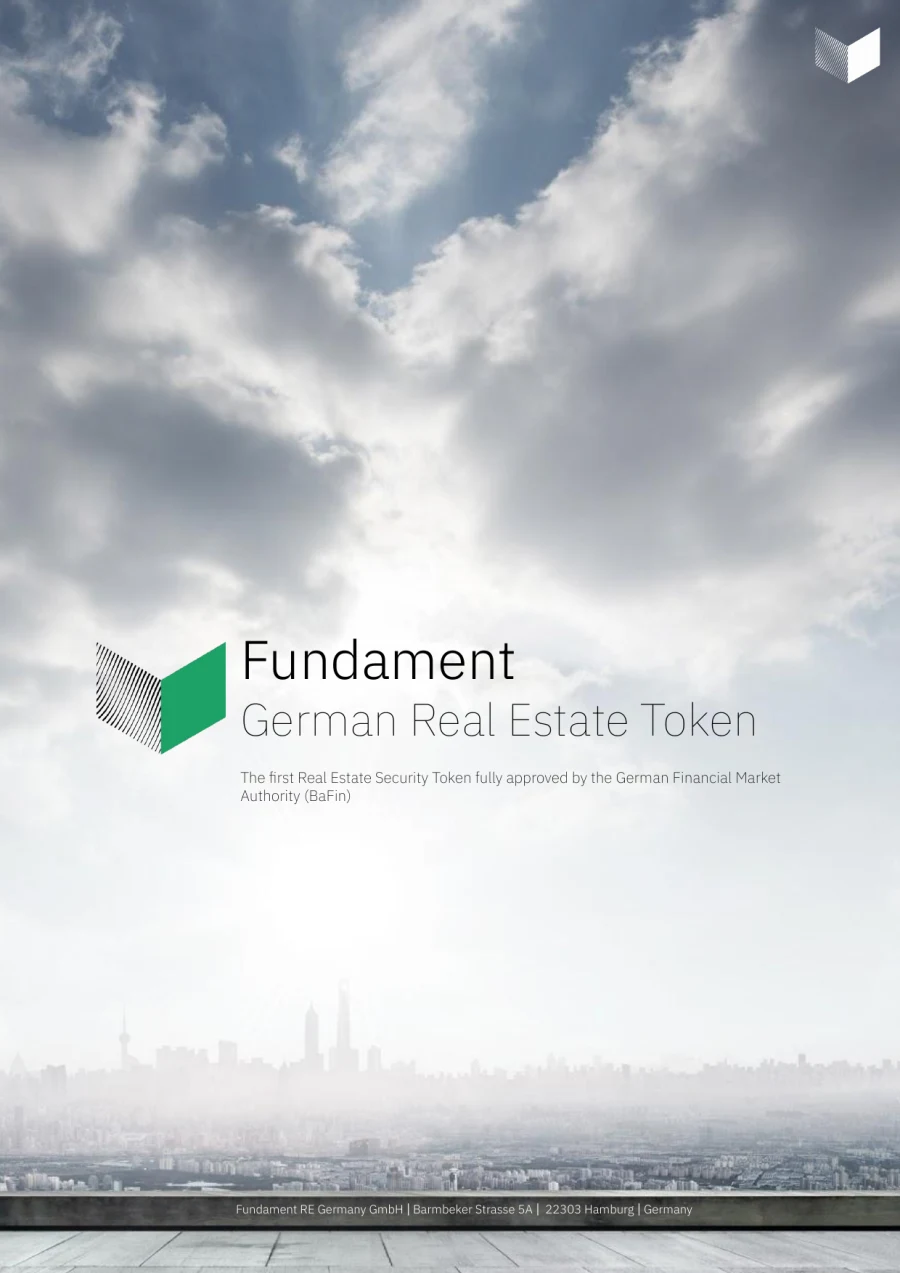 Titelseite der offiziellen Fundament-Broschüre: German Real Estate Token, der erste von der BaFin vollständig genehmigte Real Estate Security Token