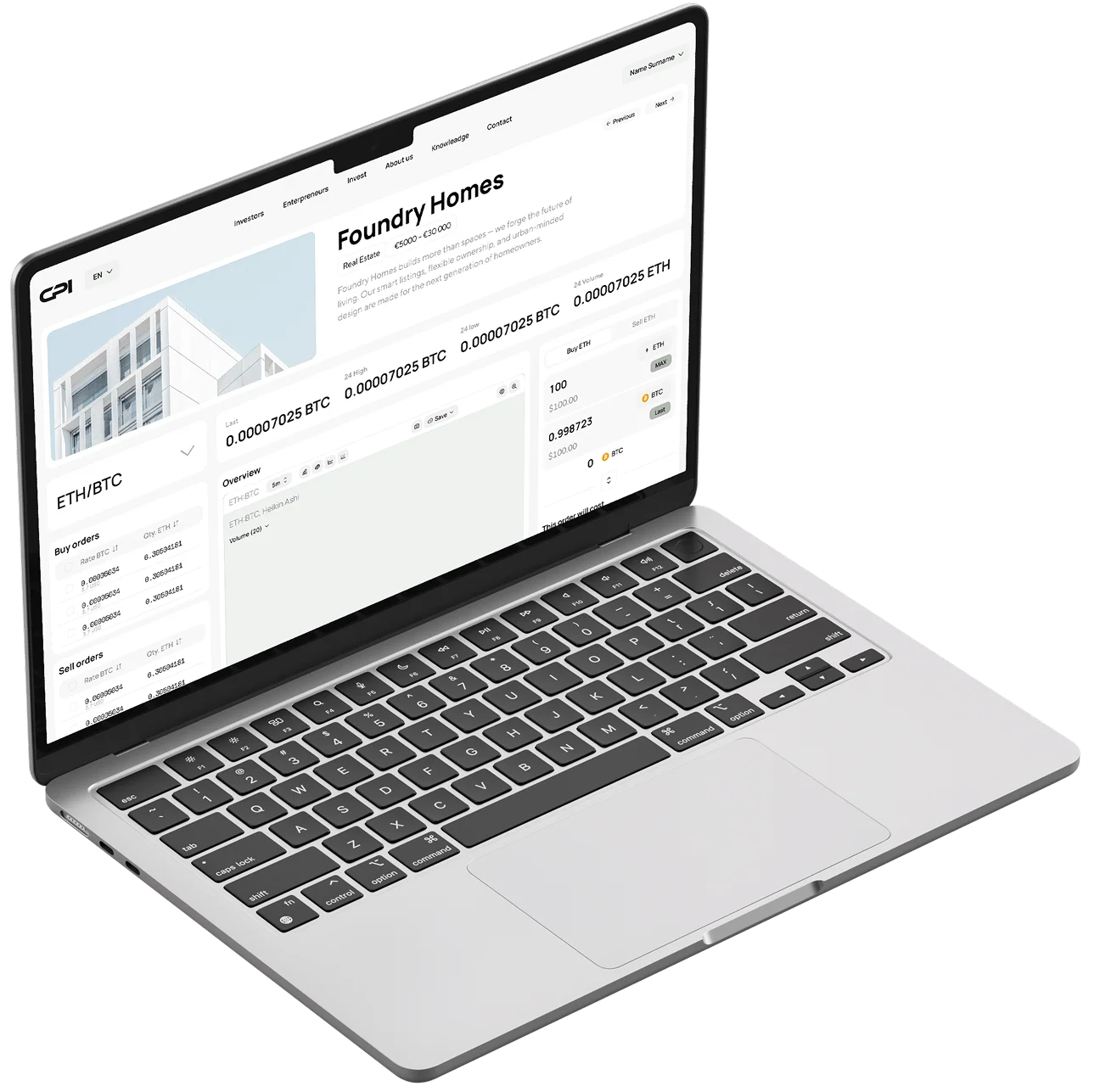 MICCA exchange module: secondary market trading for a tokenized real estate project
