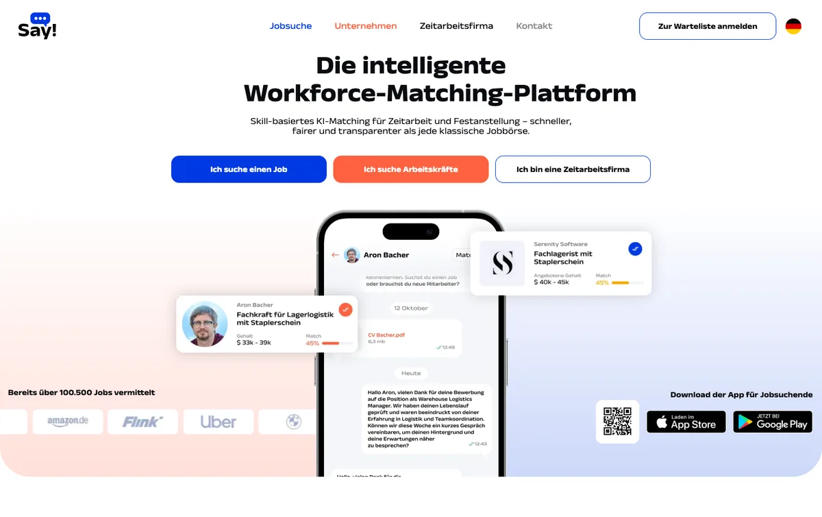 Mobile app (iOS + Android) — example SAY App